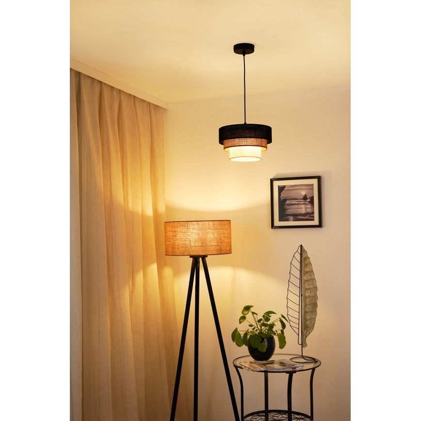 Brilagi - Lampadario a cavo ASPEN LUNETA 1xE27/15W/230V diam. 25 cm nero/beige/crema