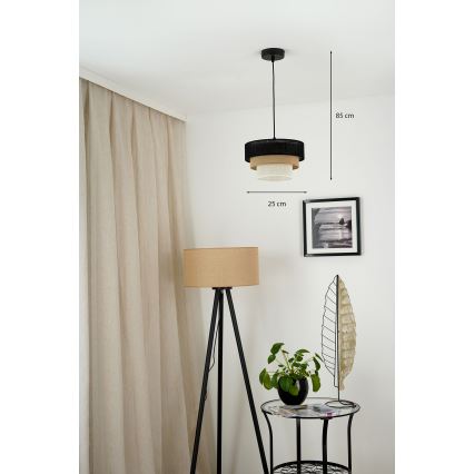 Brilagi - Lampadario a cavo ASPEN LUNETA 1xE27/15W/230V diam. 25 cm nero/beige/crema