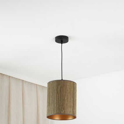 Brilagi - Lampadario a cavo BOSTON ROLLER 1xE27/15W/230V diam. 21 cm paglia marrone/oro