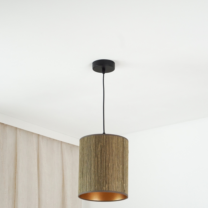 Brilagi - Lampadario a cavo BOSTON ROLLER 1xE27/15W/230V diam. 21 cm paglia marrone/oro