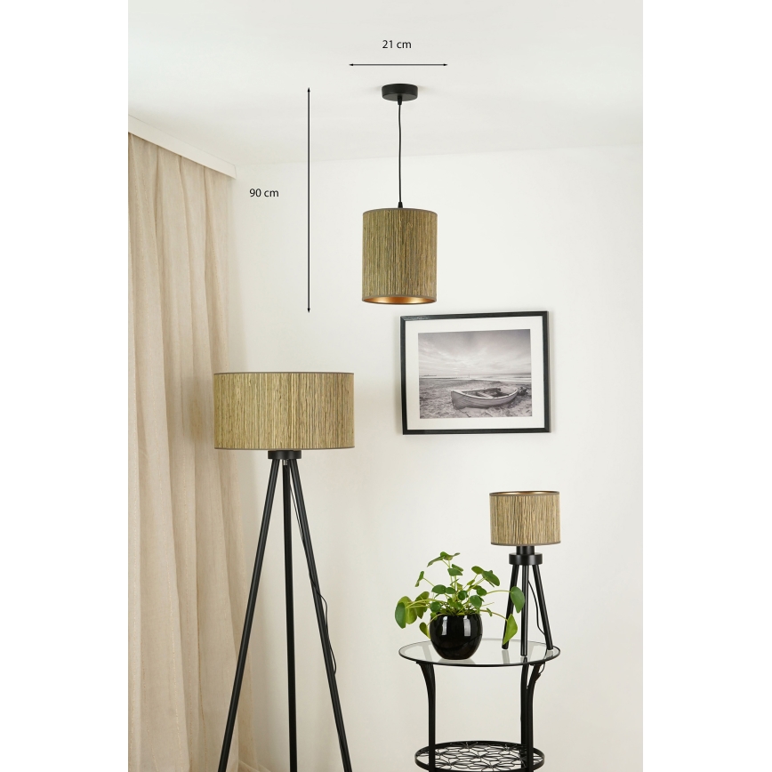 Brilagi - Lampadario a cavo BOSTON ROLLER 1xE27/15W/230V diam. 21 cm paglia marrone/oro