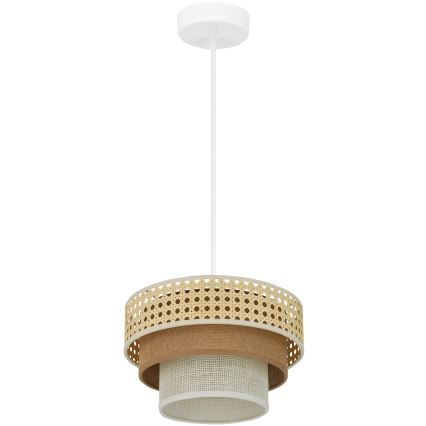 Brilagi - Lampadario a cavo CEDAR LUNETA 1xE27/15W/230V diam. 25 cm rattan/marrone/crema