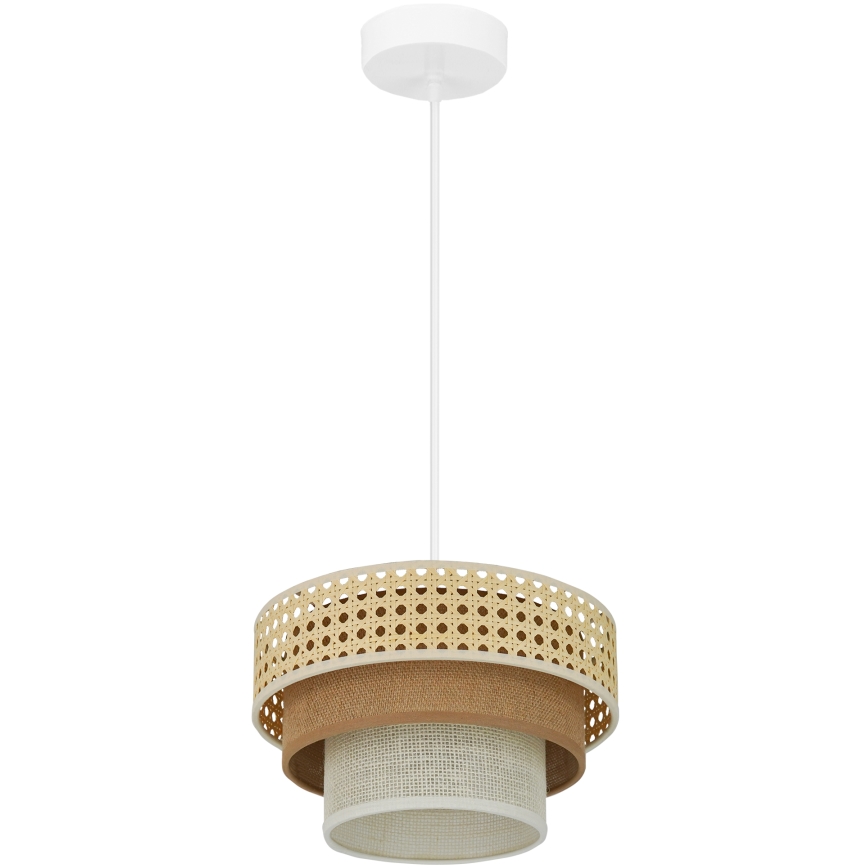 Brilagi - Lampadario a cavo CEDAR LUNETA 1xE27/15W/230V diam. 25 cm rattan/marrone/crema