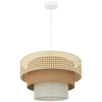 Brilagi - Lampadario a cavo CEDAR LUNETA 1xE27/15W/230V diam. 45 cm rattan/marrone/crema