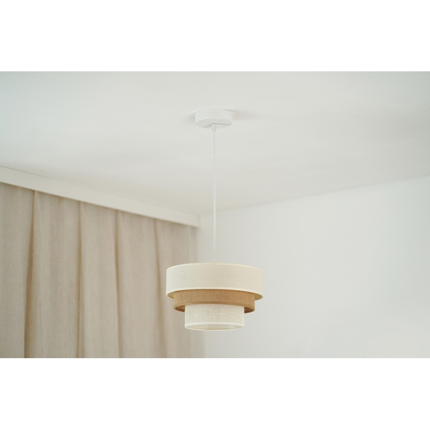 Brilagi - Lampadario a cavo DENVER LUNETA 1xE27/15W/230V diam. 25 cm beige/marrone/crema