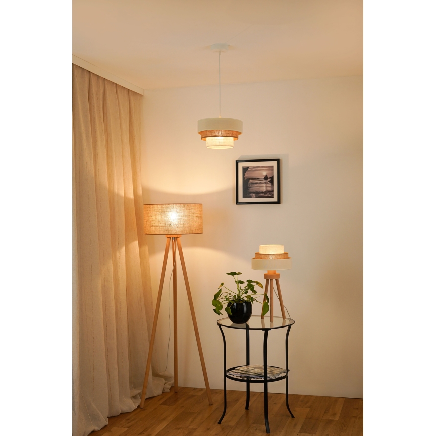 Brilagi - Lampadario a cavo DENVER LUNETA 1xE27/15W/230V diam. 25 cm beige/marrone/crema