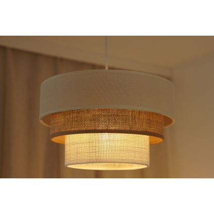 Brilagi - Lampadario a cavo DENVER LUNETA 1xE27/15W/230V diam. 25 cm beige/marrone/crema
