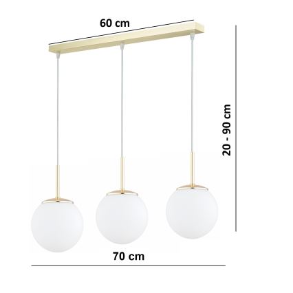 Brilagi - Lampadario a cavo MILO 3xE27/60W/230V oro