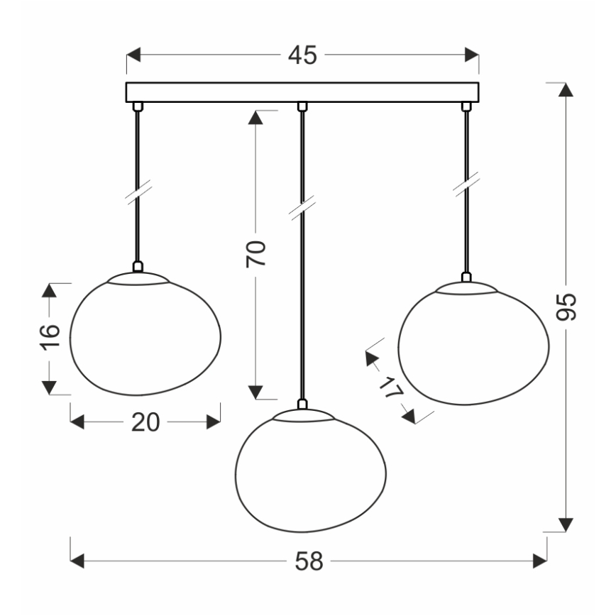BRILAGI - Lampadario a cavo PEBBLES 3xE27/40W/230V nero