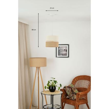 Brilagi - Lampadario a cavo ROYAL YUTE 1xE27/15W/230V diam. 25 cm beige/crema