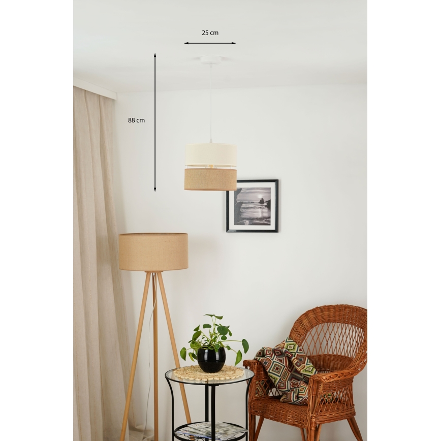 Brilagi - Lampadario a cavo ROYAL YUTE 1xE27/15W/230V diam. 25 cm beige/crema