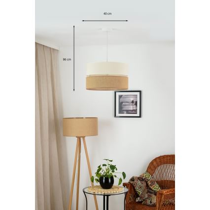 Brilagi - Lampadario a cavo ROYAL YUTE 1xE27/15W/230V diam. 40 cm beige/crema