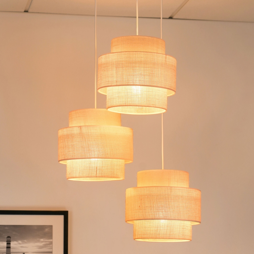Brilagi - Lampadario a cavo SPACE YUTE 3xE27/15W/230V crema/bianco