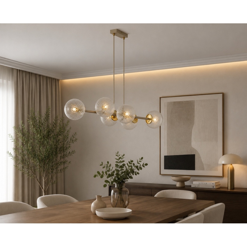 Brilagi - Lampadario a cavo STELLA 6xE27/60W/230V beige/oro