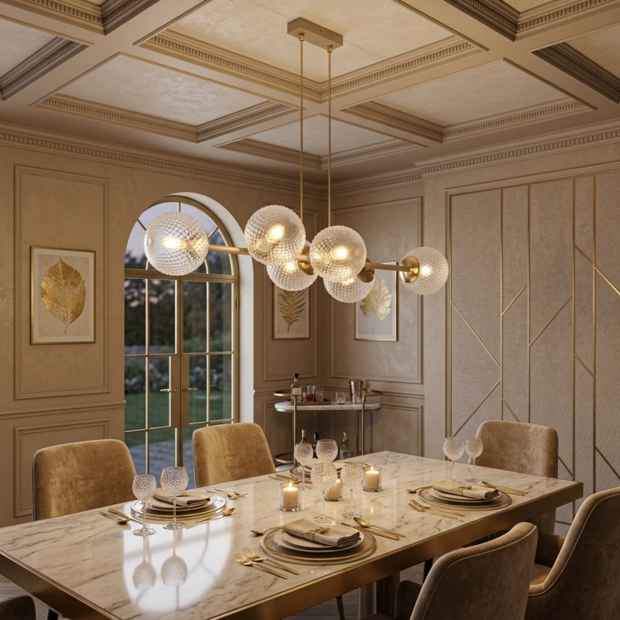 Brilagi - Lampadario a cavo STELLA 6xE27/60W/230V beige/oro