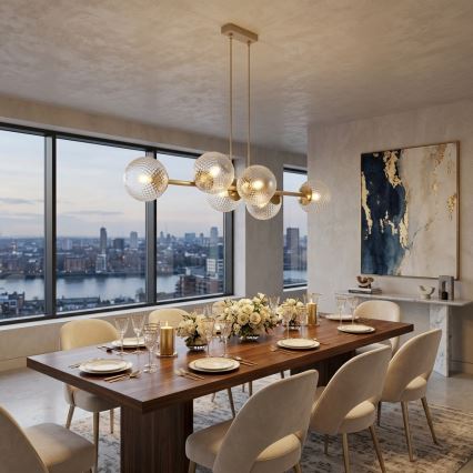 Brilagi - Lampadario a cavo STELLA 6xE27/60W/230V beige/oro