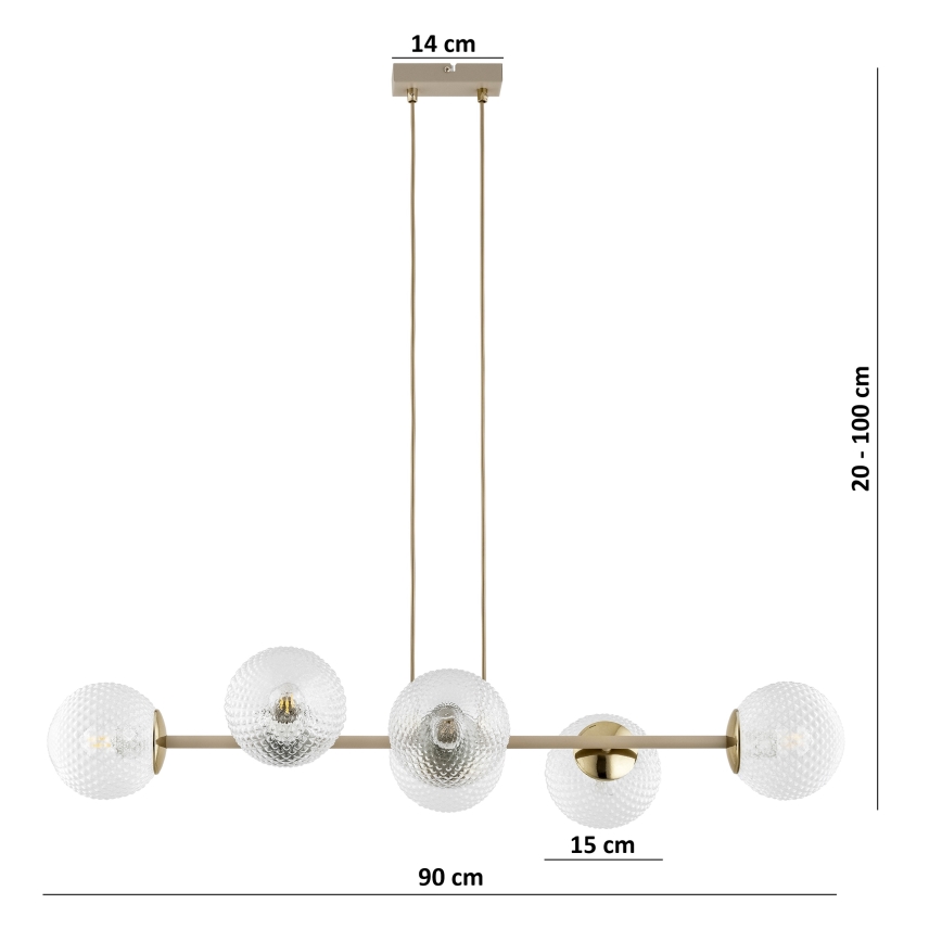 Brilagi - Lampadario a cavo STELLA 6xE27/60W/230V beige/oro