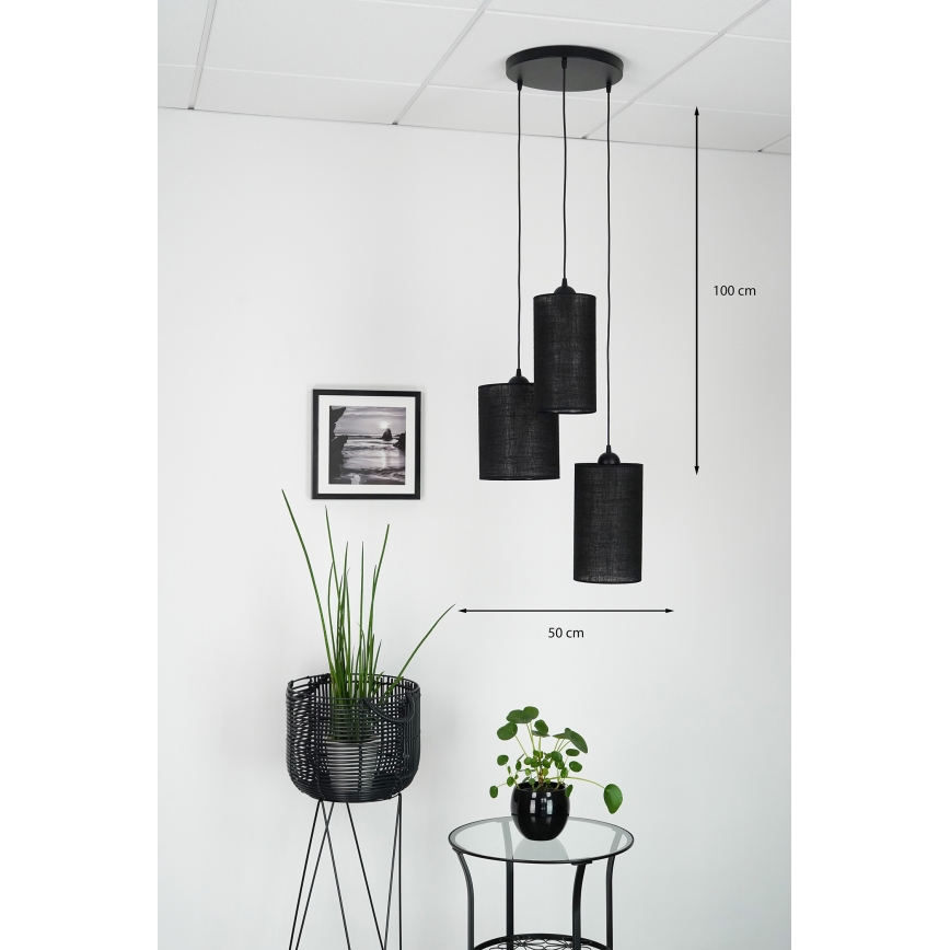 Brilagi - Lampadario a cavo TUBES 3xE27/15W/230V nero