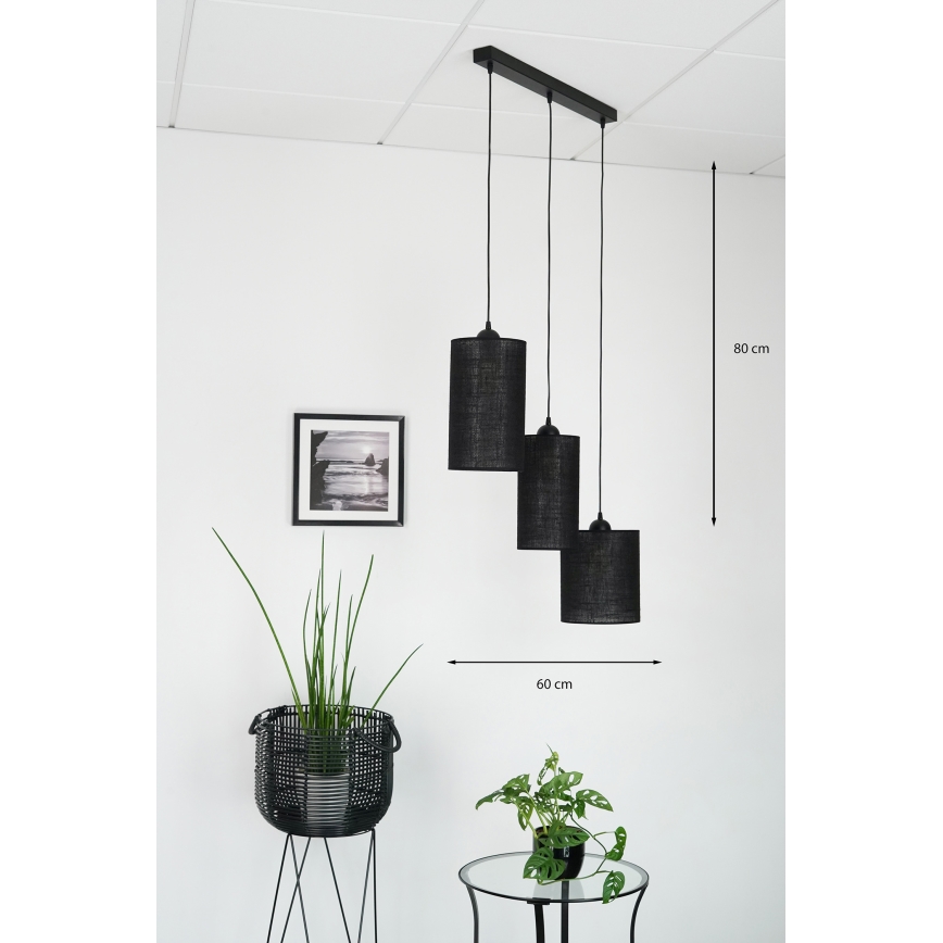 Brilagi - Lampadario a cavo TUBES 3xE27/15W/230V nero