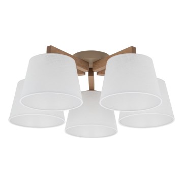 Brilagi - Lampadario a montaggio superficiale LATTE SABIA 5xE27/15W/230V pino/bianco