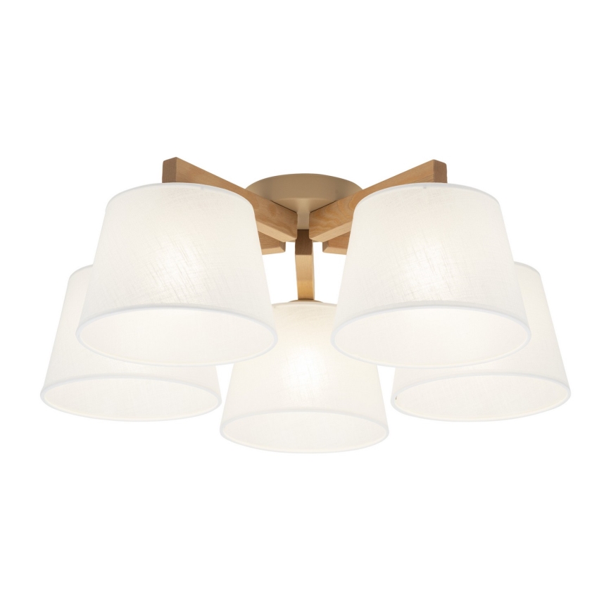 Brilagi - Lampadario a montaggio superficiale LATTE SABIA 5xE27/15W/230V pino/bianco