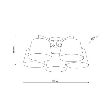 Brilagi - Lampadario a montaggio superficiale LATTE SABIA 5xE27/15W/230V pino/bianco