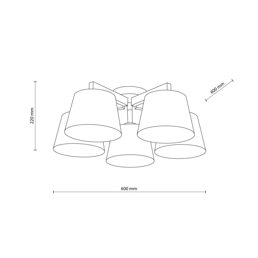 Brilagi - Lampadario a montaggio superficiale LATTE SABIA 5xE27/15W/230V pino/bianco