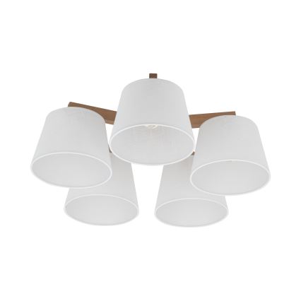Brilagi - Lampadario a montaggio superficiale LATTE SABIA 5xE27/60W/230V pino/bianco