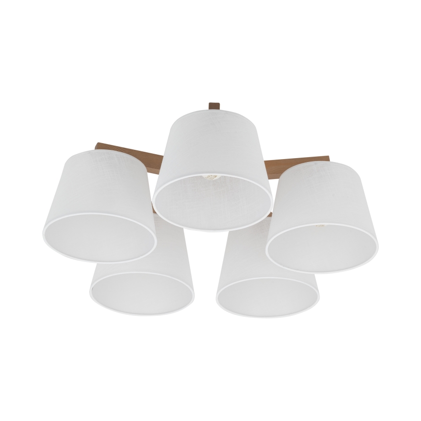 Brilagi - Lampadario a montaggio superficiale LATTE SABIA 5xE27/60W/230V pino/bianco