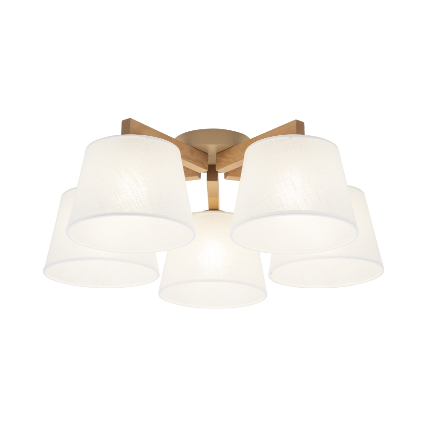 Brilagi - Lampadario a montaggio superficiale LATTE SABIA 5xE27/60W/230V pino/bianco