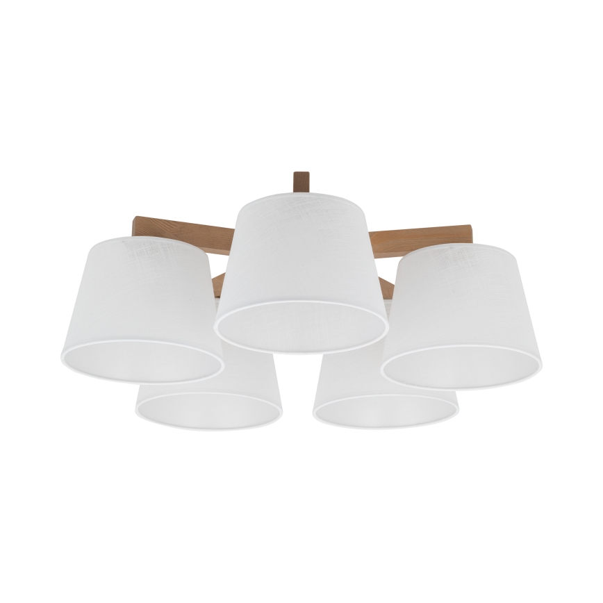 Brilagi - Lampadario a montaggio superficiale LATTE SABIA 5xE27/60W/230V pino/bianco