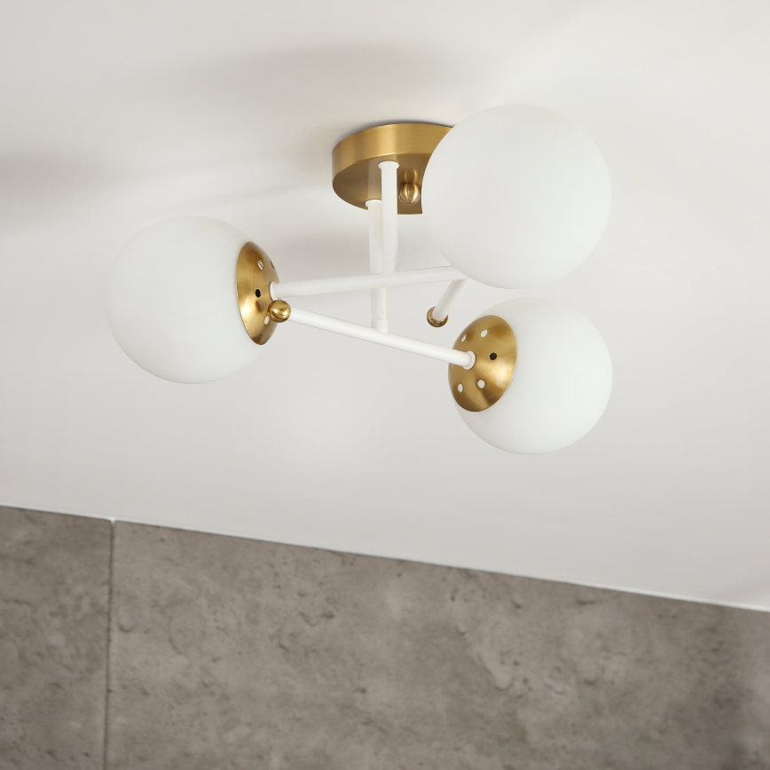 Brilagi - Lampadario a montaggio superficiale MALIVA 3xE14/15W/230V dorato/bianco