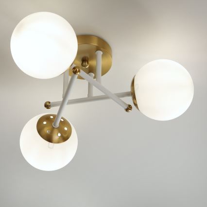 Brilagi - Lampadario a montaggio superficiale MALIVA 3xE14/15W/230V dorato/bianco