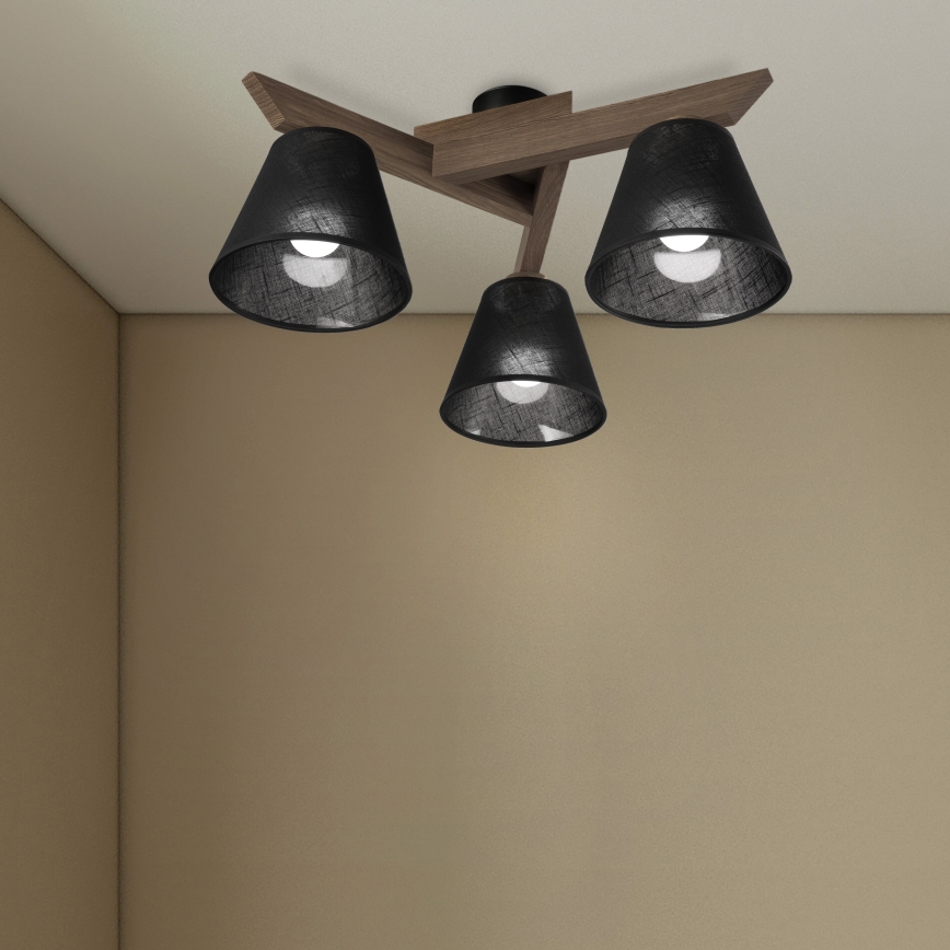 Brilagi - Lampadario a plafone ANTHONY 3xE14/40W/230V quercia/nero