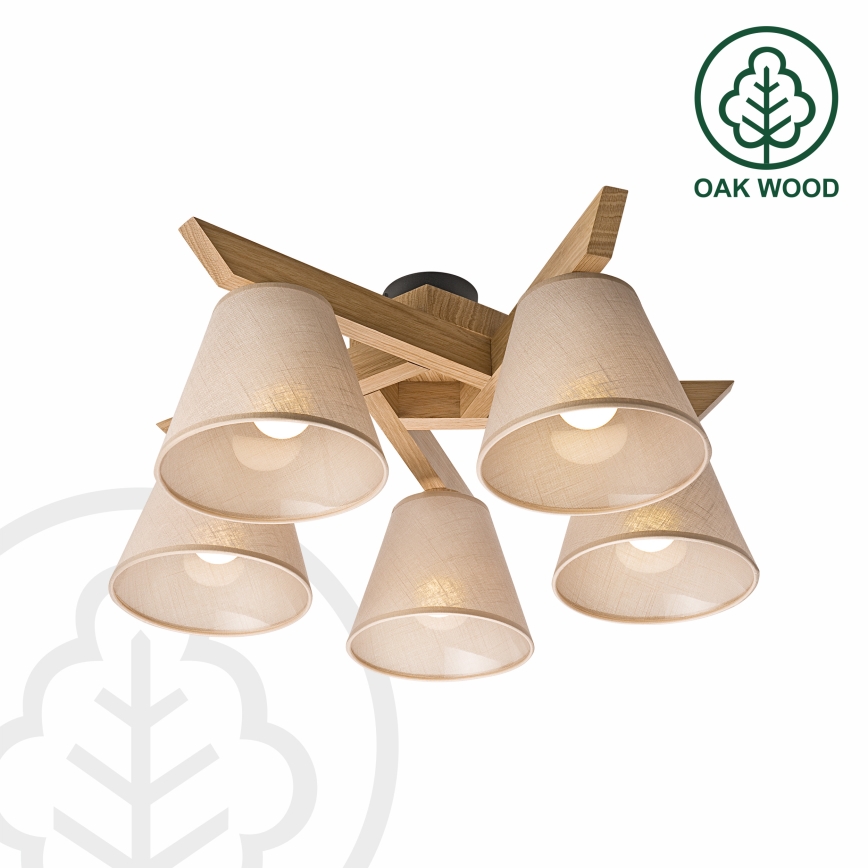 Brilagi - Lampadario a plafone ANTHONY 5xE14/40W/230V quercia/beige