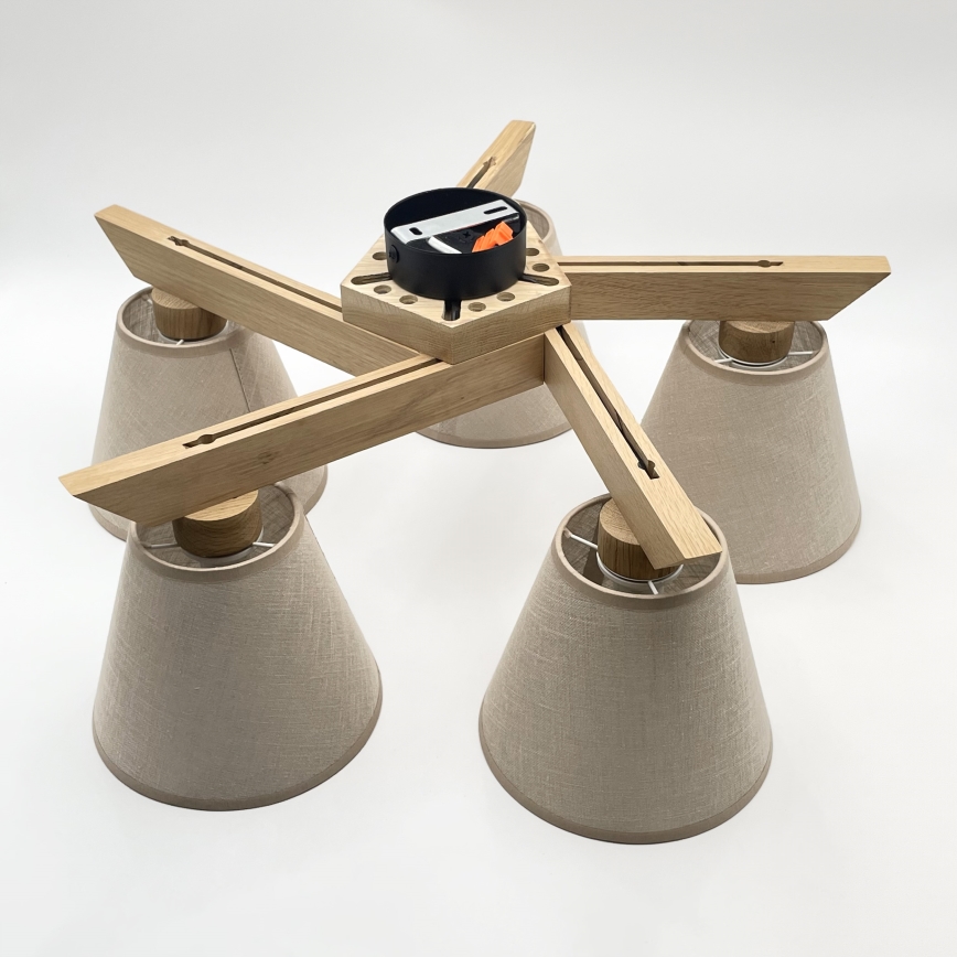 Brilagi - Lampadario a plafone ANTHONY 5xE14/40W/230V quercia/beige