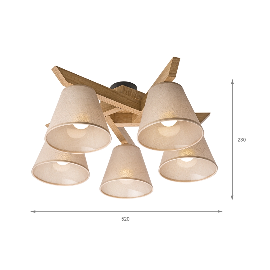 Brilagi - Lampadario a plafone ANTHONY 5xE14/40W/230V quercia/beige