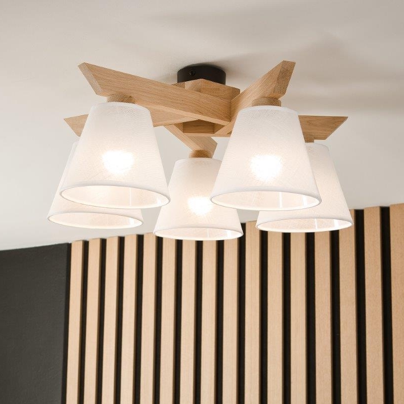 Brilagi - Lampadario a plafone ANTHONY 5xE14/40W/230V quercia/bianco