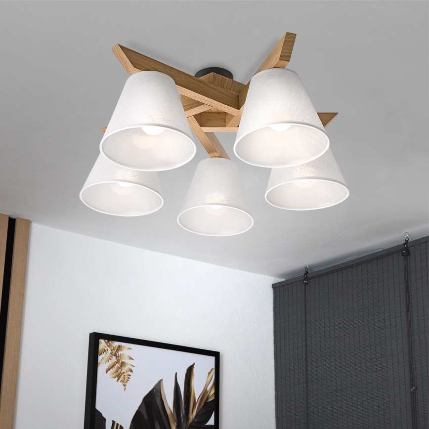 Brilagi - Lampadario a plafone ANTHONY 5xE14/40W/230V quercia/bianco