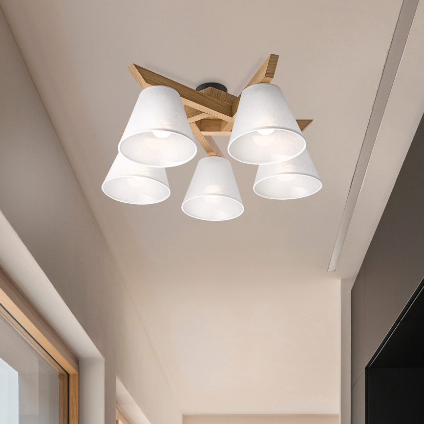 Brilagi - Lampadario a plafone ANTHONY 5xE14/40W/230V quercia/bianco