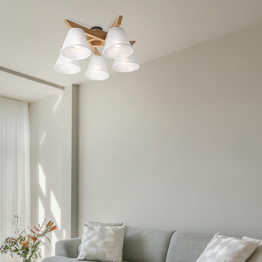 Brilagi - Lampadario a plafone ANTHONY 5xE14/40W/230V quercia/bianco