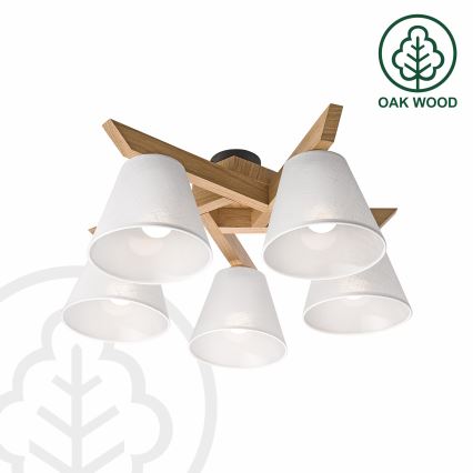 Brilagi - Lampadario a plafone ANTHONY 5xE14/40W/230V quercia/bianco