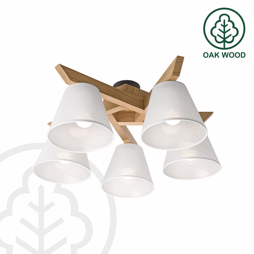Brilagi - Lampadario a plafone ANTHONY 5xE14/40W/230V quercia/bianco