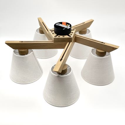 Brilagi - Lampadario a plafone ANTHONY 5xE14/40W/230V quercia/bianco