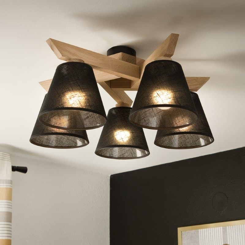 Brilagi - Lampadario a plafone ANTHONY 5xE14/40W/230V quercia/nero
