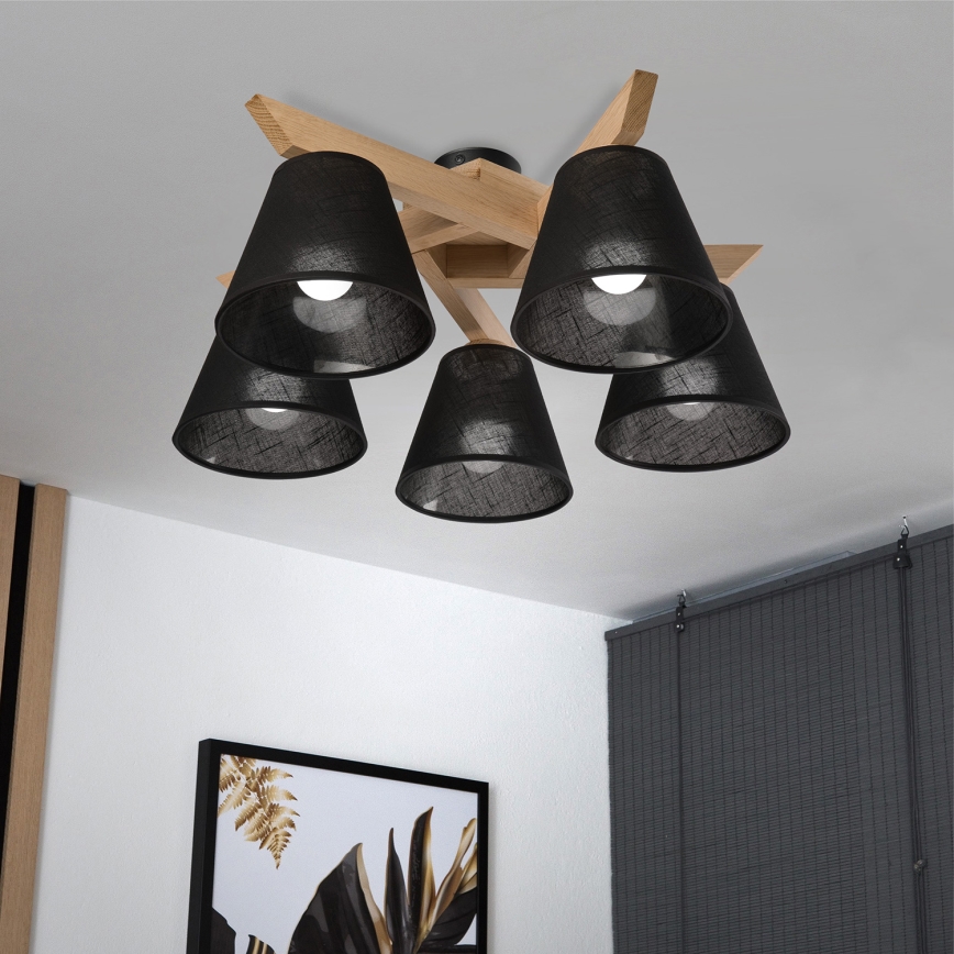 Brilagi - Lampadario a plafone ANTHONY 5xE14/40W/230V quercia/nero