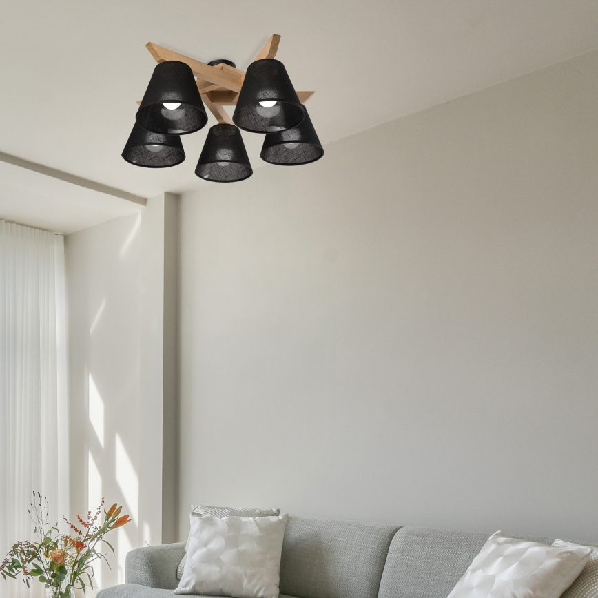 Brilagi - Lampadario a plafone ANTHONY 5xE14/40W/230V quercia/nero