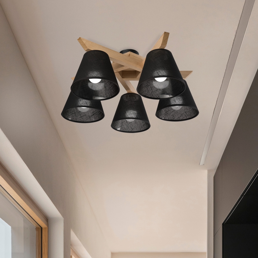 Brilagi - Lampadario a plafone ANTHONY 5xE14/40W/230V quercia/nero