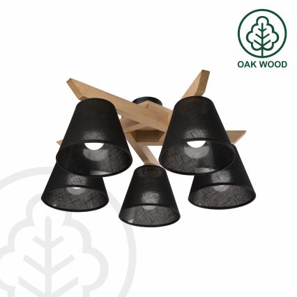 Brilagi - Lampadario a plafone ANTHONY 5xE14/40W/230V quercia/nero