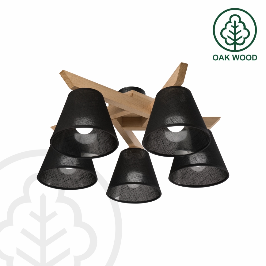 Brilagi - Lampadario a plafone ANTHONY 5xE14/40W/230V quercia/nero